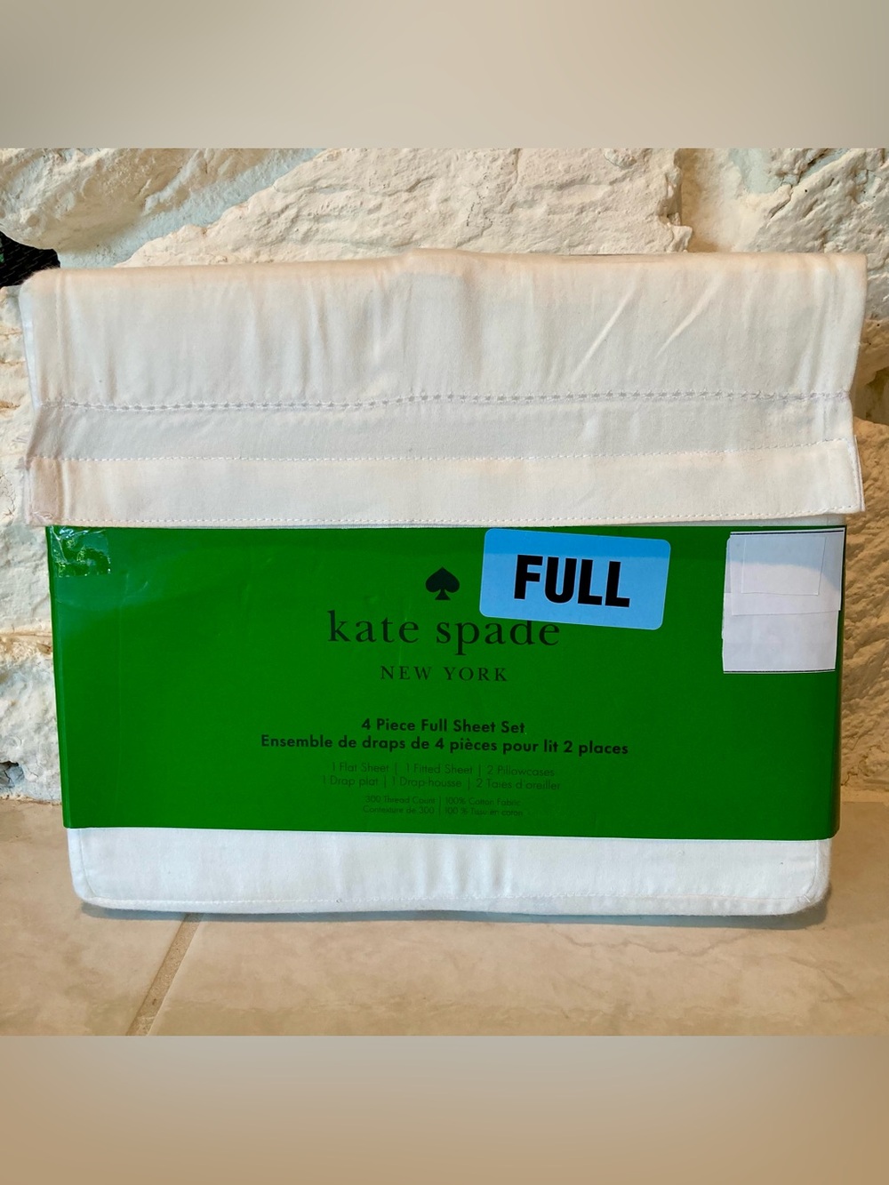 NEW kate spade New York Crisp White Full Sheet Set - 4 Piece